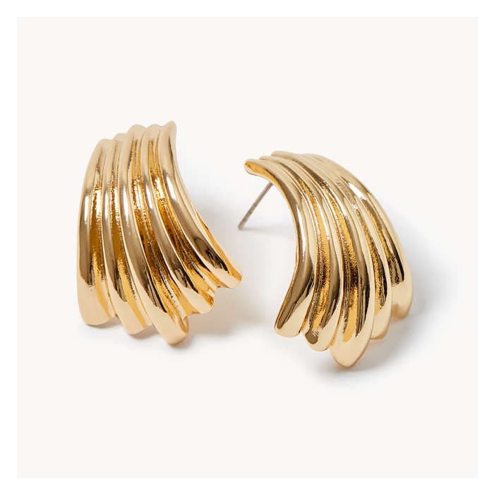 Statement Button Earrings - Gold