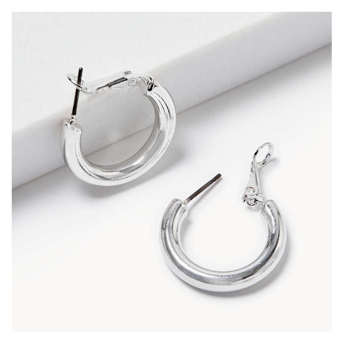 Women's Small Silver Hoops - Silver
