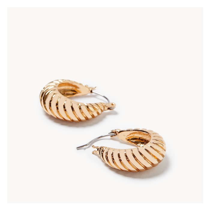 Women's Textured Hoop Earrings - Gold