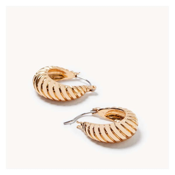 Textured Hoop Earrings - Gold