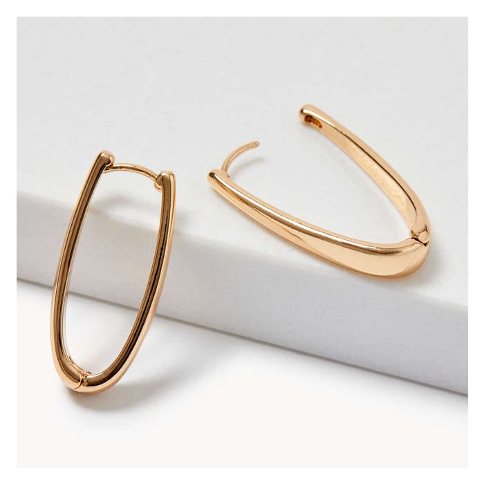 Women's Oval Hoop Earrings - Gold