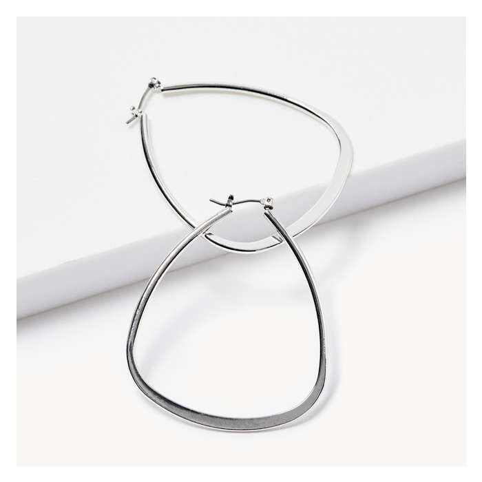 Women's Large Triangle Hoop Earrings - Silver