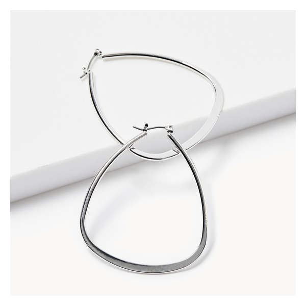 Large Triangle Hoop Earrings - Silver