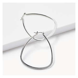 Large Triangle Hoop Earrings - Silver