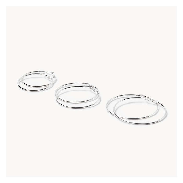 Women's 3-Pack Hoop Earrings - Silver