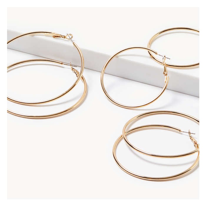 Women's 3-Pack Hoop Earrings - Gold