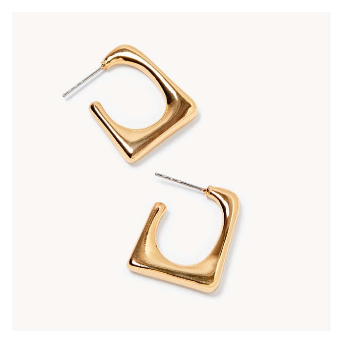 Women's Square C-Hoop Earrings - Gold
