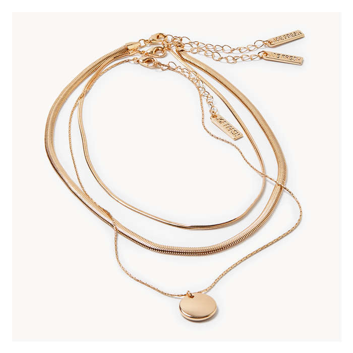 Women's 3-Piece Layered Necklace Set - Gold