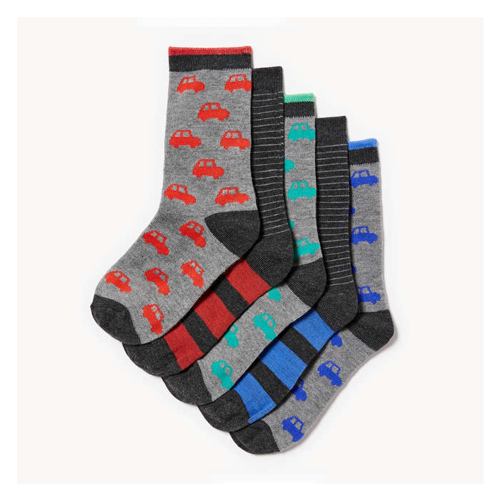 Kid Boys' 5-Pack Crew Socks - Grey