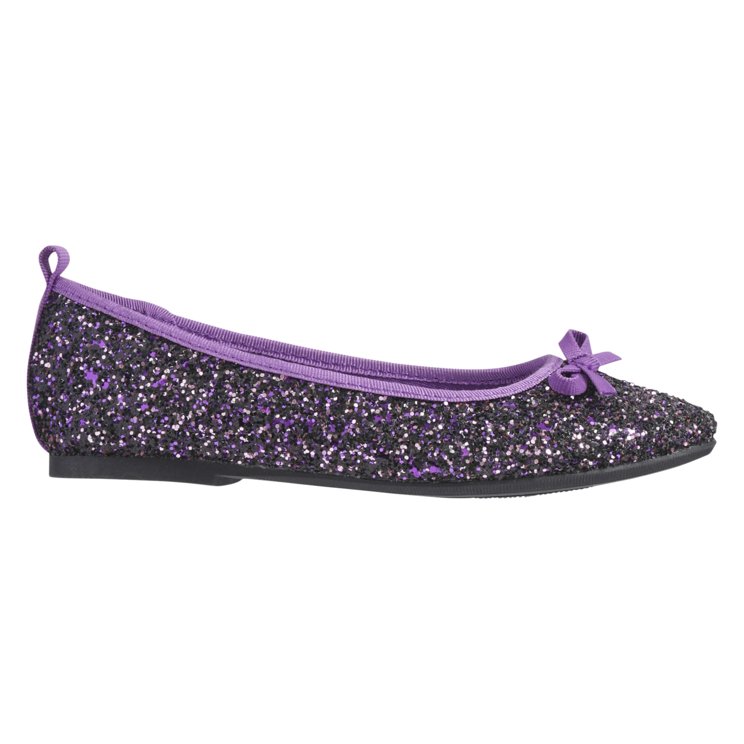 purple glitter flats