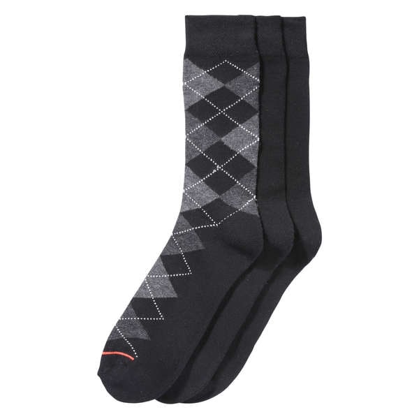 Men’s 3 Pack Argyle Socks - Black