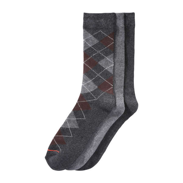 Men’s 3 Pack Argyle Socks - Charcoal