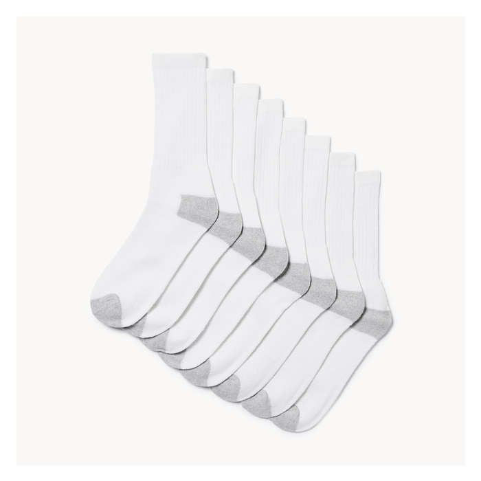 Men's 8-Pack Crew Socks - White