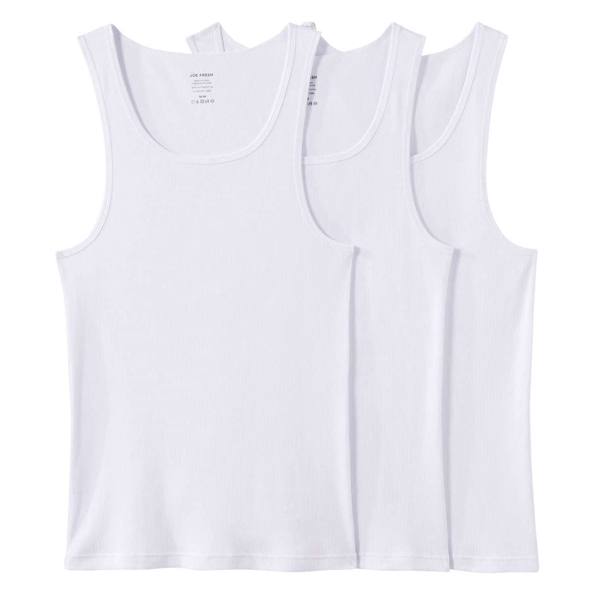 Men's 3 Pack Undershirts in White from Joe Fresh
