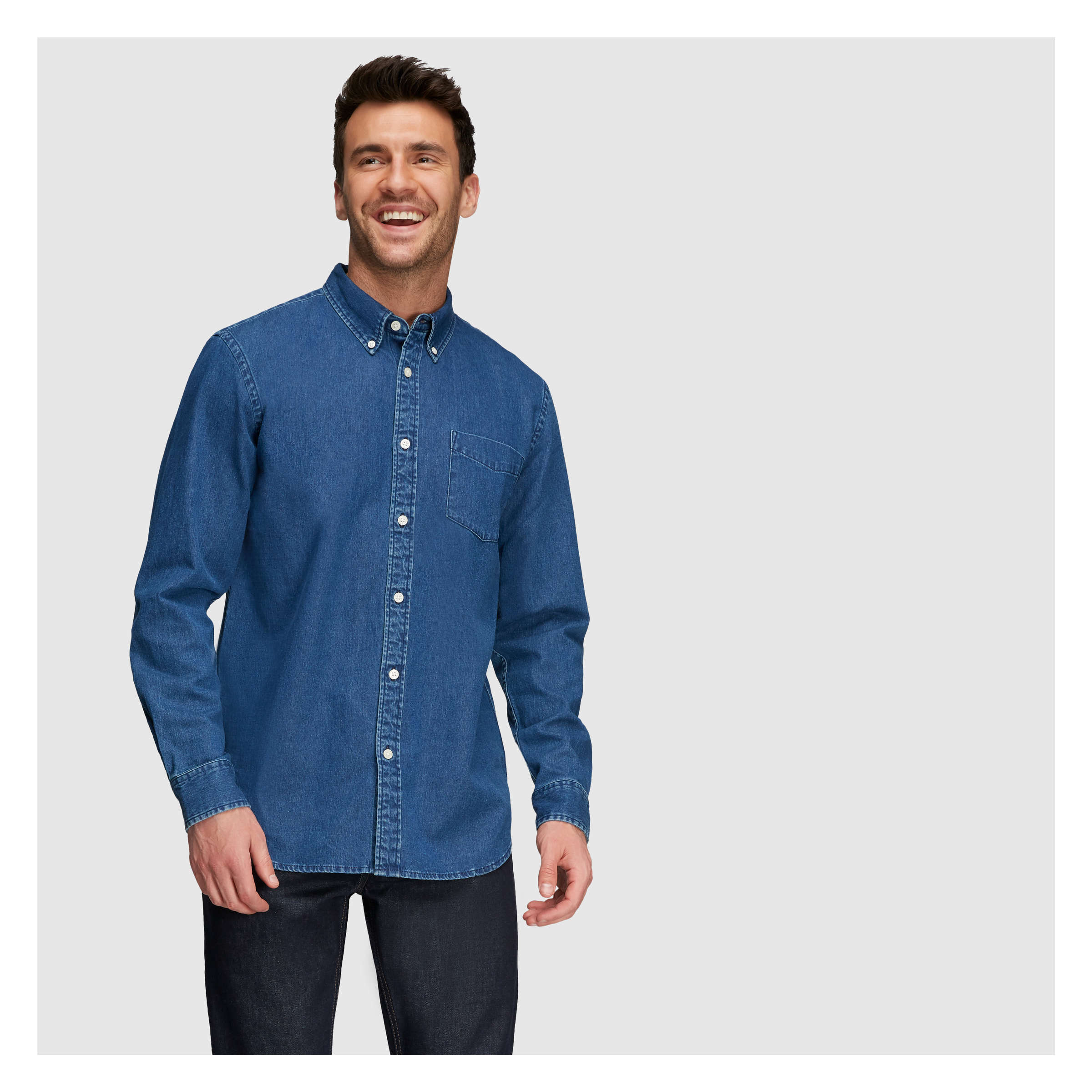 mens denim button down shirt