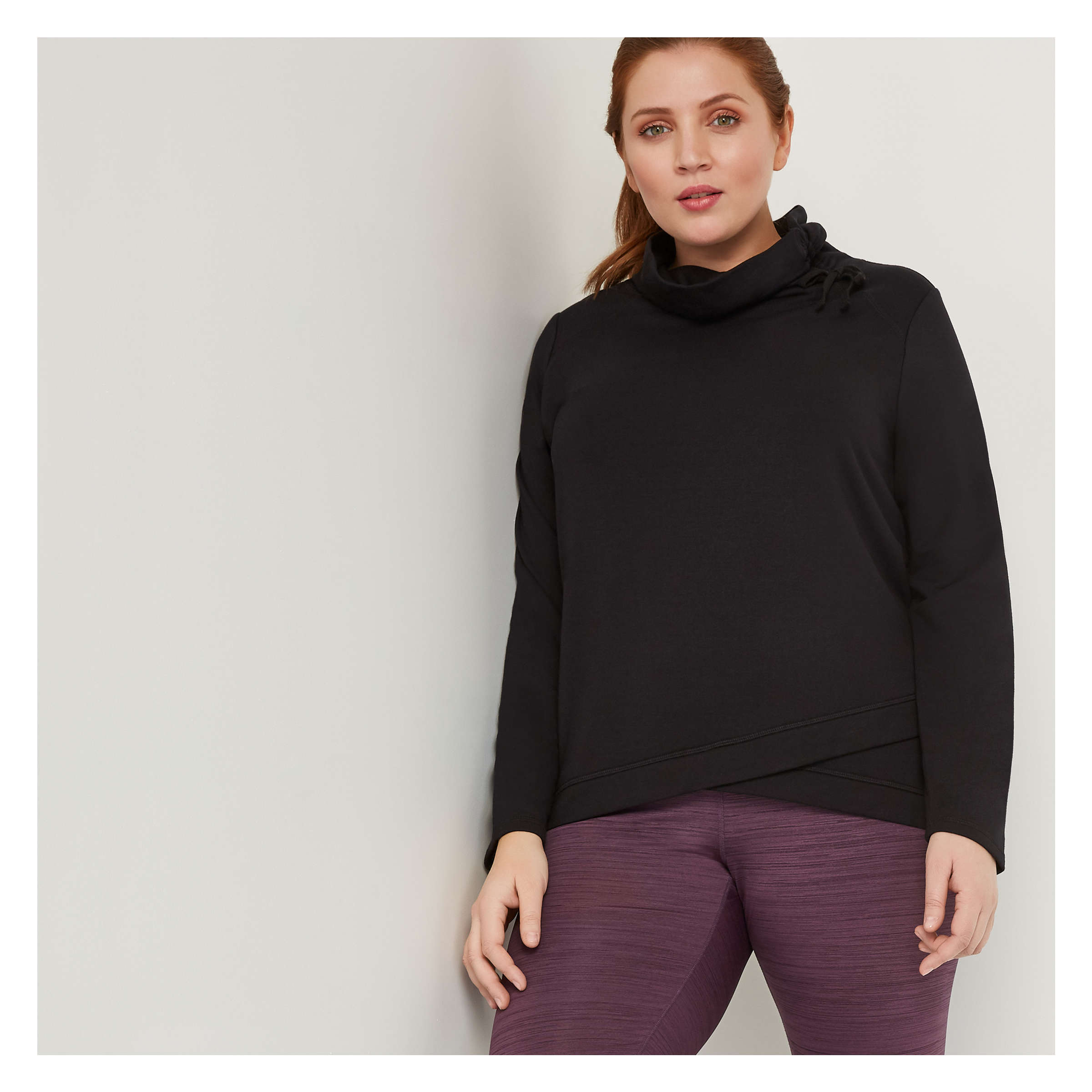 black funnel neck sweatshirt