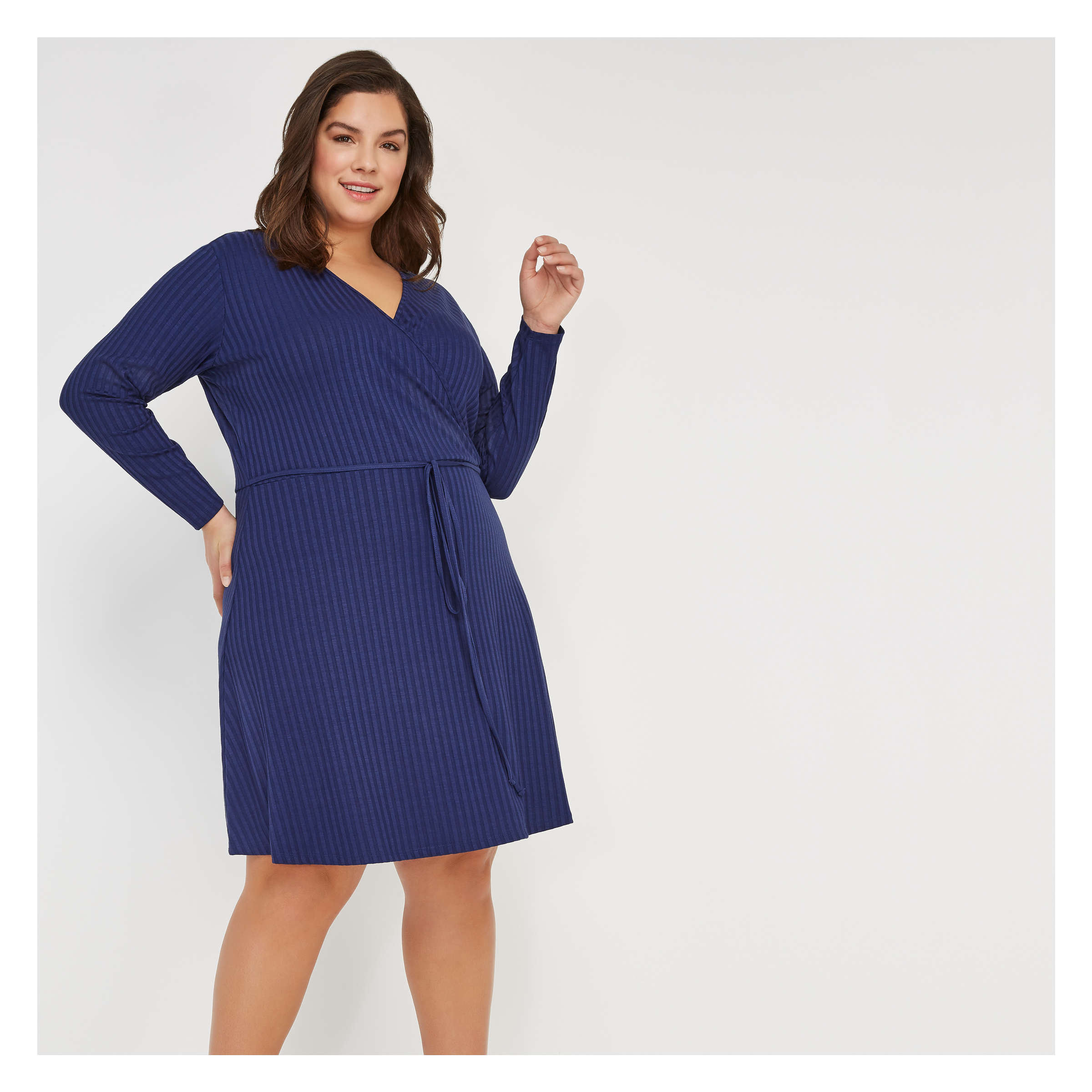 dark blue wrap dress