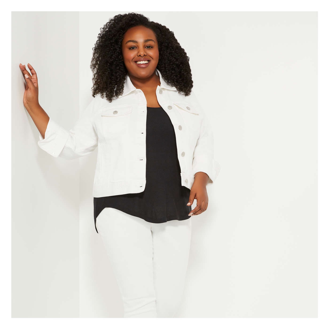 Joe Fresh Women+ White Denim Jacket - 1 ea | Fortinos