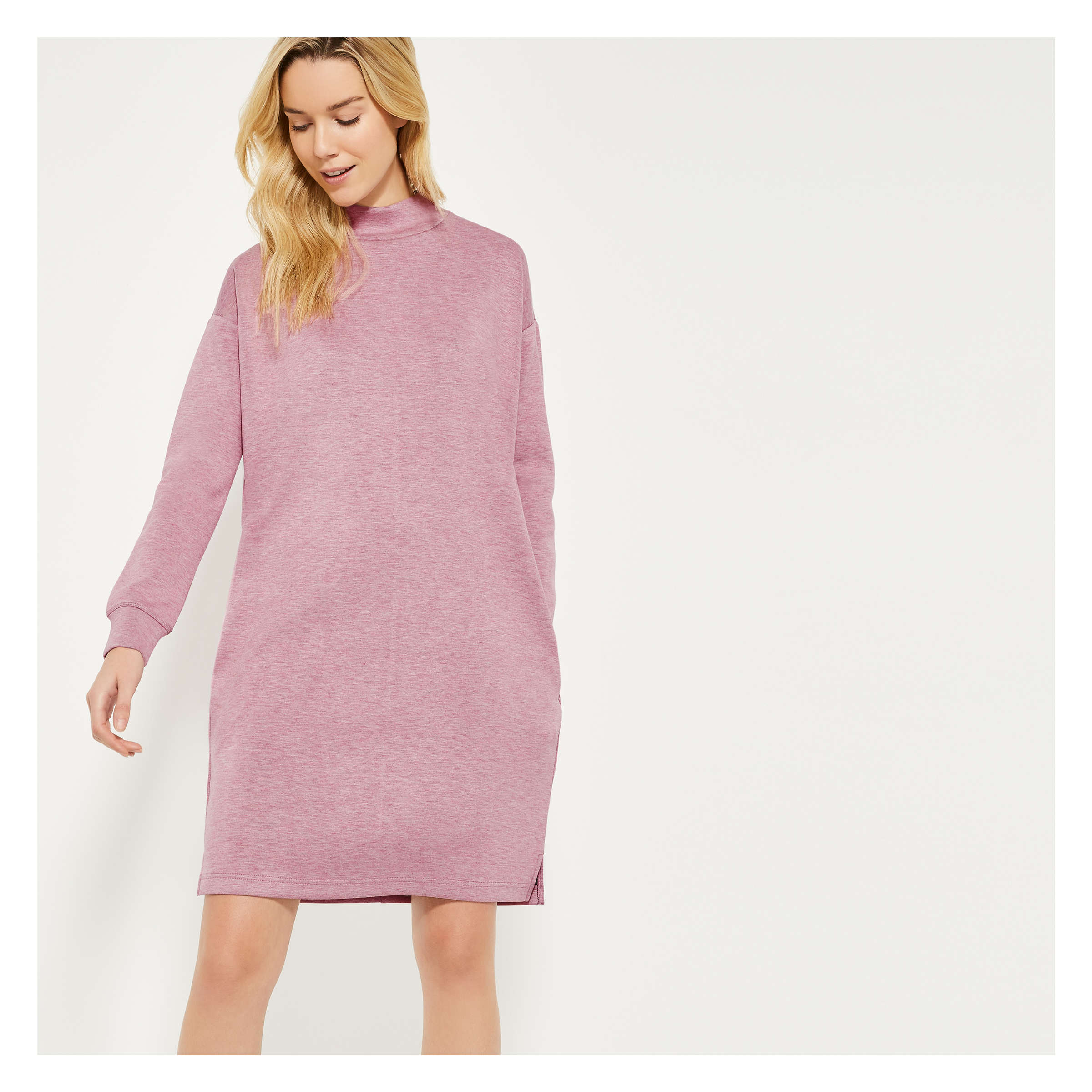 purple turtleneck dress