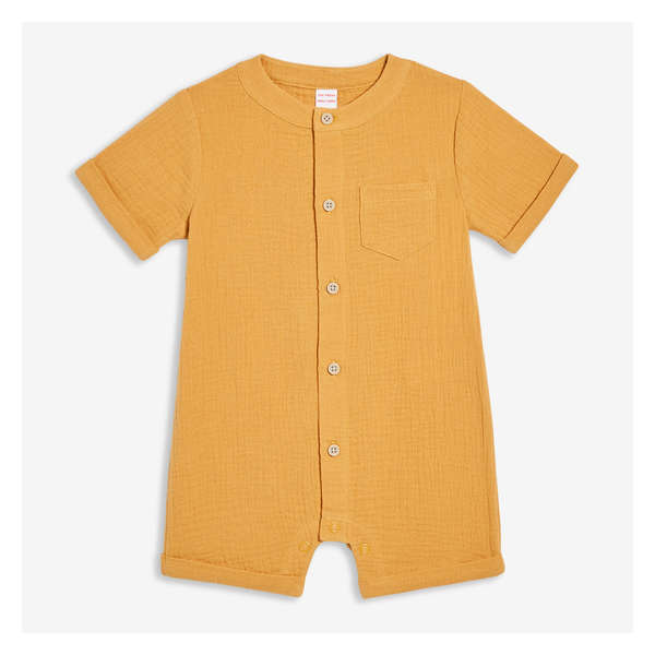 Baby Boys' Button-Front Romper - Mustard
