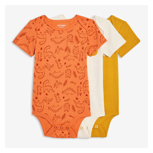 Baby Boys' 3 Pack Pocket Bodysuit - Orange