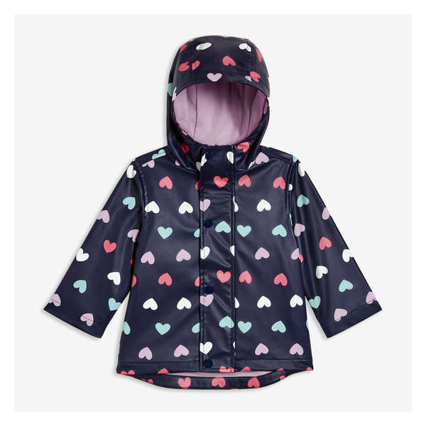 Baby Girls' Printed Raincoat - Dark Navy