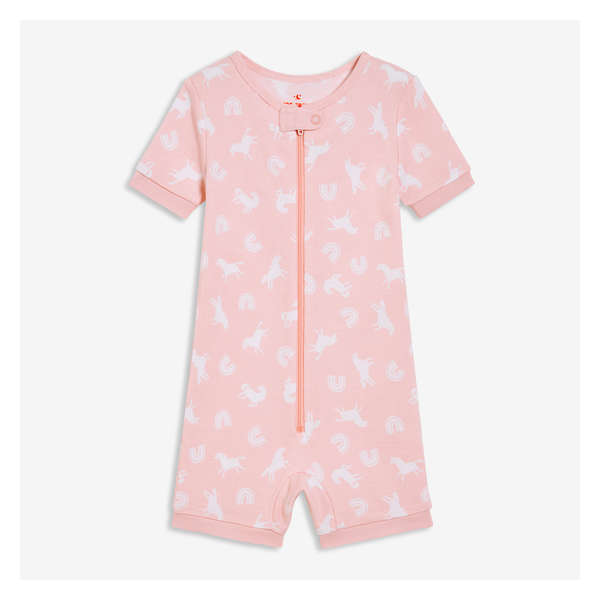 Baby Girls' Short Sleeve Sleeper - Light Pink
