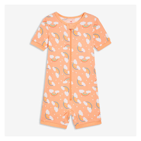 Baby Girls' Short Sleeve Sleeper - Pastel Orange