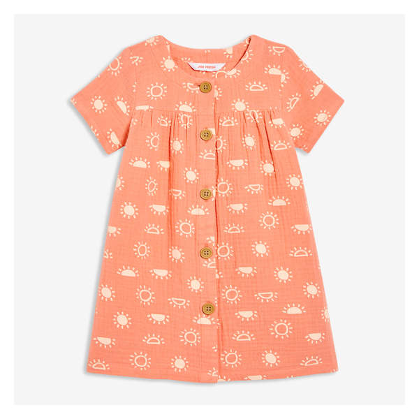 Baby Girls' Button-Front Dress - Peach