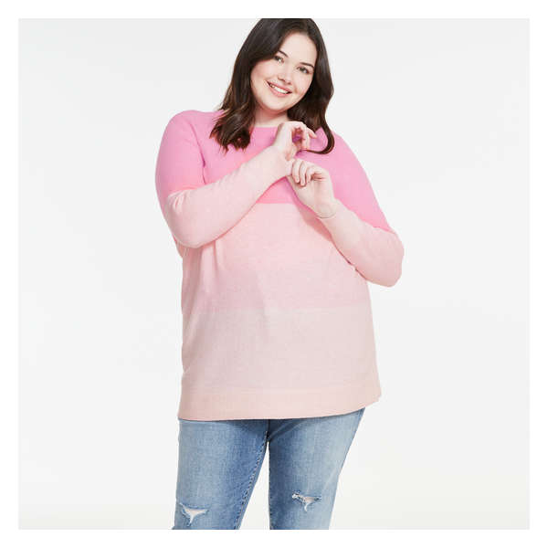 Women+ Colour Block Tunic Sweater - Pink