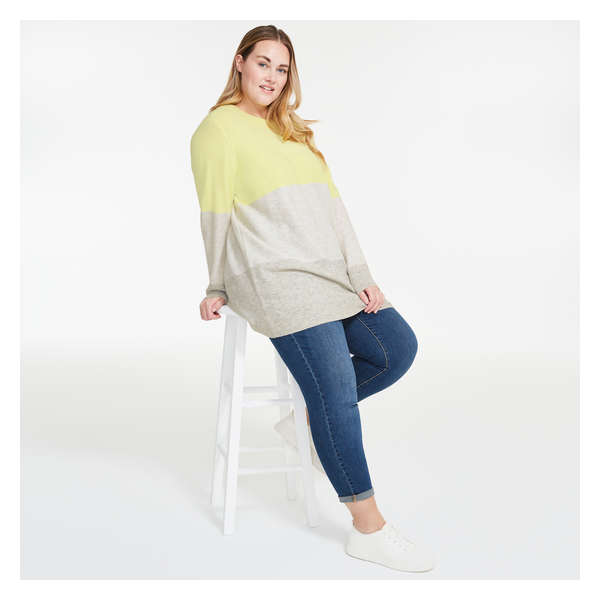 Women+ Colour Block Tunic Sweater - Yellow