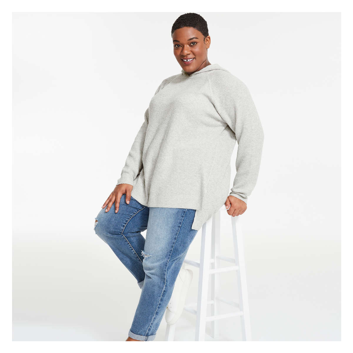 Women+ Sweater Hoodie in Grey Mix from 