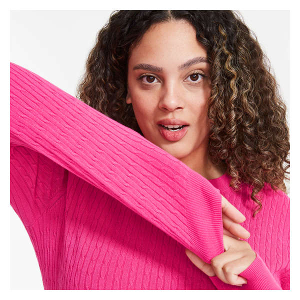 Women+ Baby Cable Knit Sweater - Magenta