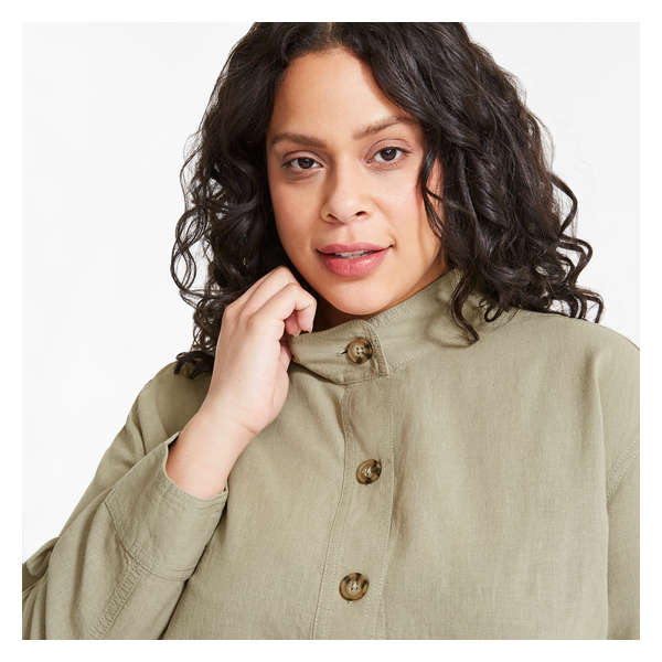 Women+ Linen-Blend Jacket - Light Khaki Green