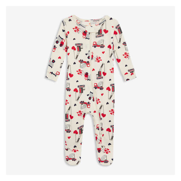 Baby Boys' Double-Zip Footed Sleeper - Off White