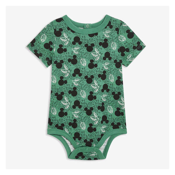 Disney Baby Mickey Mouse Print Bodysuit - Green