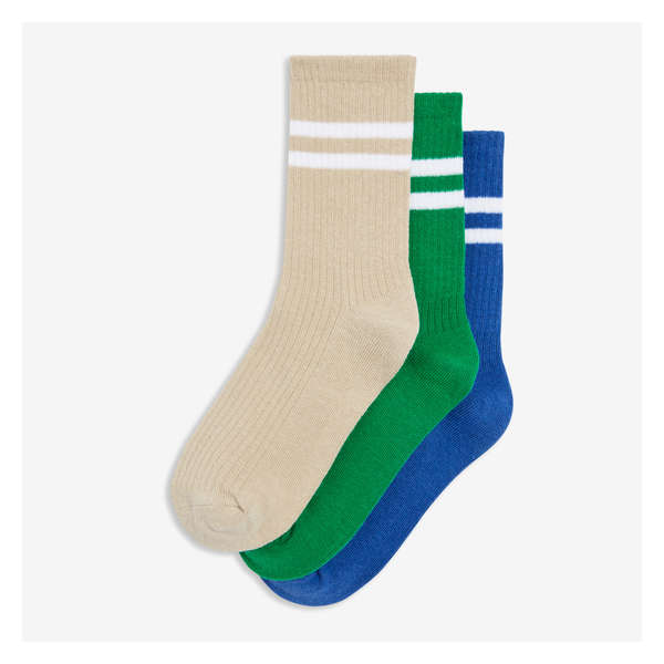 Gender Free Kid 3 Pack Rib Crew Socks - Green