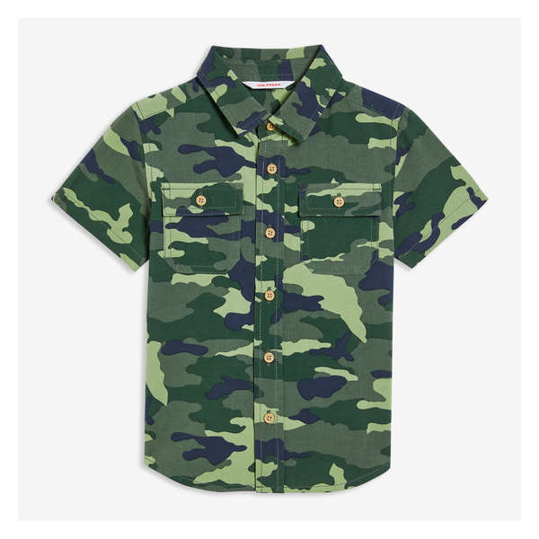 Toddler Boys' Linen-Blend Shirt - Dark Khaki Green