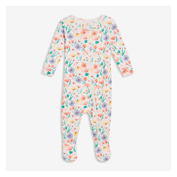 Baby Girls' Double-Zip Footed Sleeper - Off White