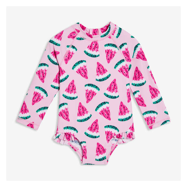 Baby Girls' Rash Guard Swimsuit - Pink