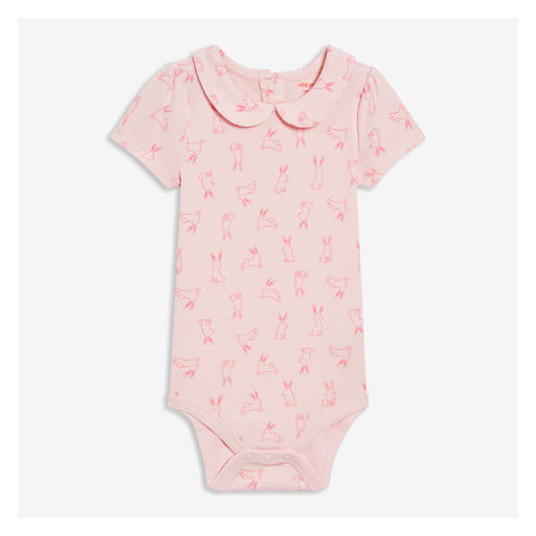 Baby Girls' Printed Collar Bodysuit - Light Pink