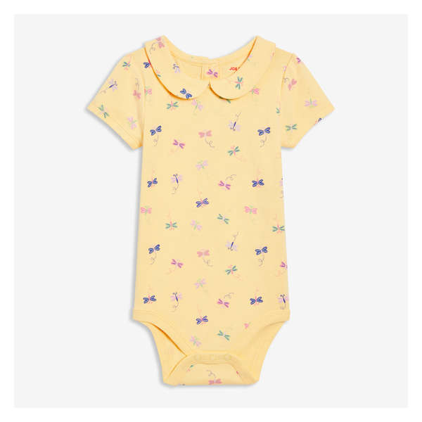 Baby Girls' Printed Collar Bodysuit - Pale Yellow