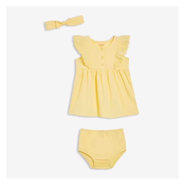 Baby Girls' 3 Piece Dress Set - Pale Yellow
