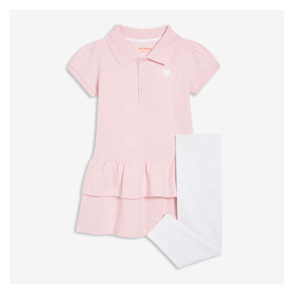Baby Girls' 2 Piece Polo Dress Set - Light Pink