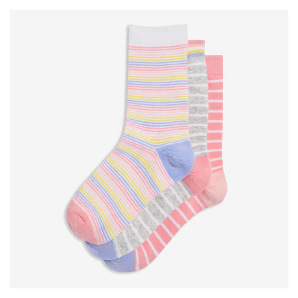 Kid Girls' 3 Pack Crew Socks - Pink