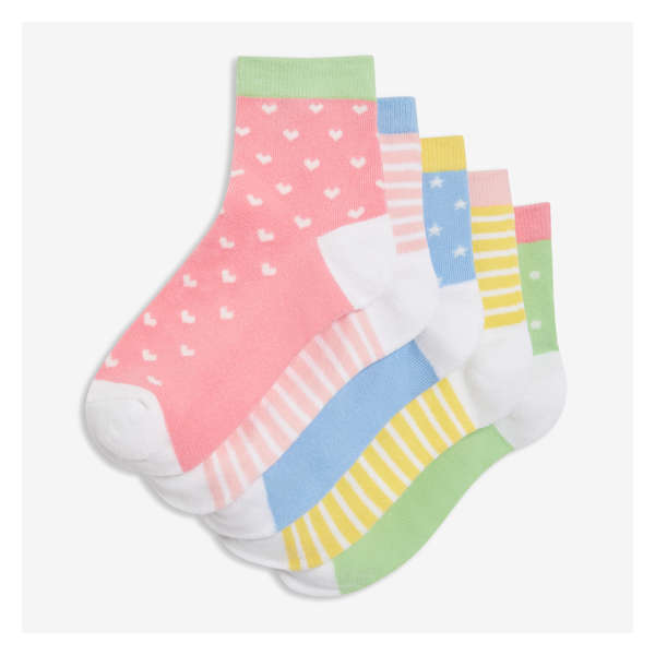 Kid Girls' 5 Pack Quarter-Crew Socks - Pink