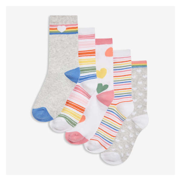 Kid Girls' 5 Pack Crew Socks - Grey
