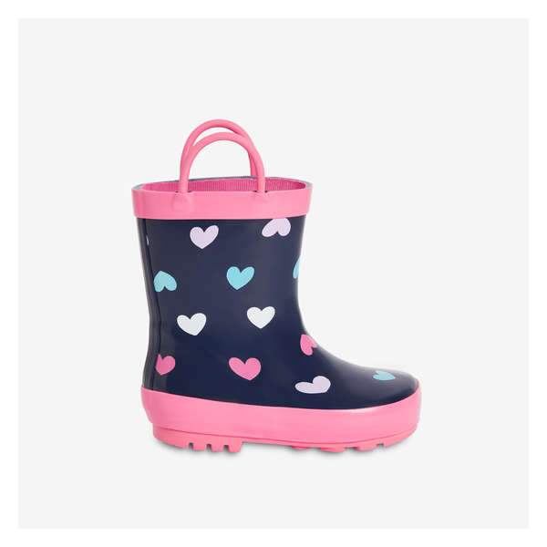 Toddler Girls' Printed Rain Boots - Dark Navy Mix