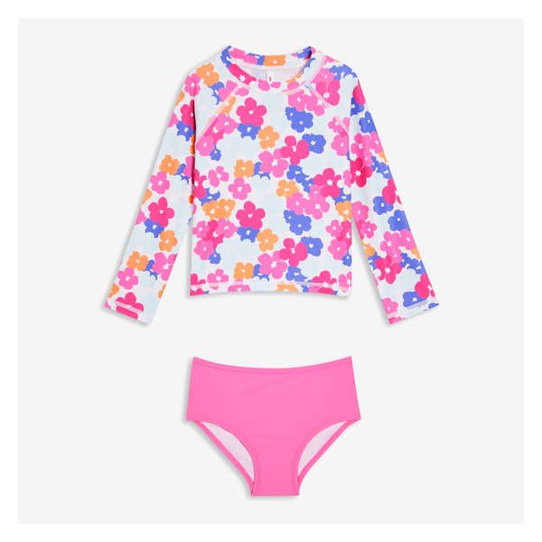 Toddler Girls' 2 Piece Rash Guard Set - Pink