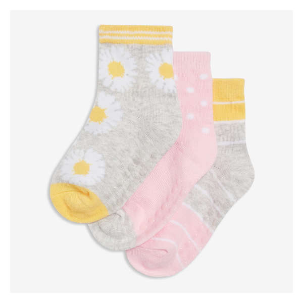 Toddler Girls' 3 Pack Quarter-Crew Socks - Yellow